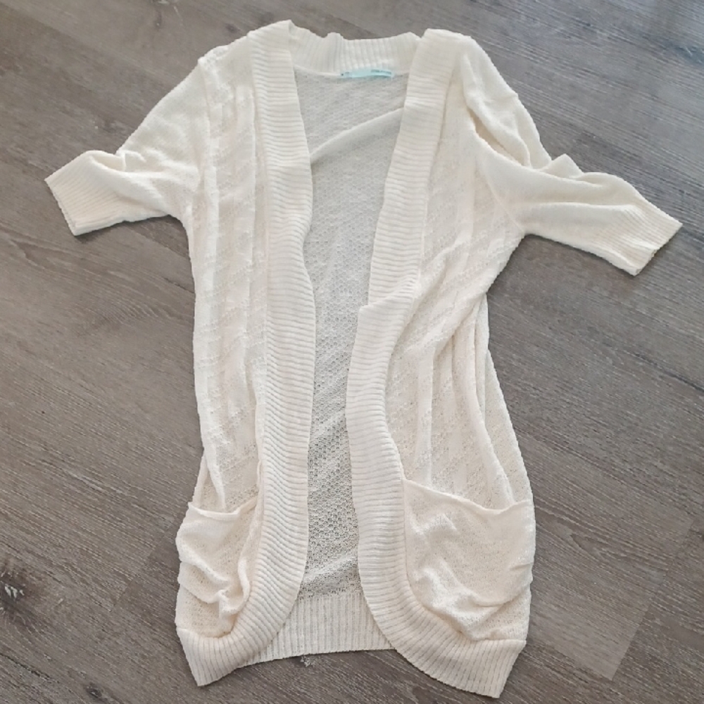 Maurices Cream Open-Front Cardigan